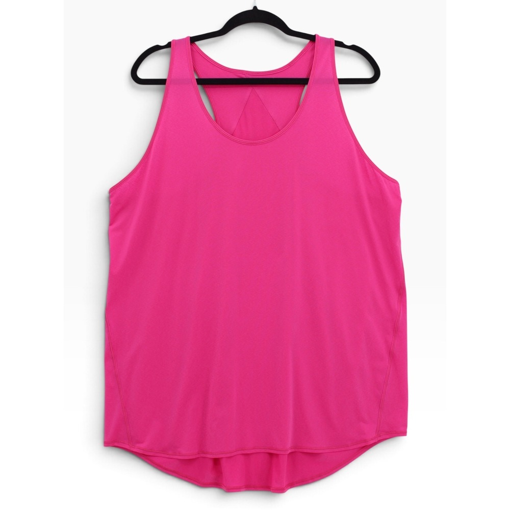 Lululemon Essential Tank Top womens Large Pink Sleeveless Racerback Pleated Yoga